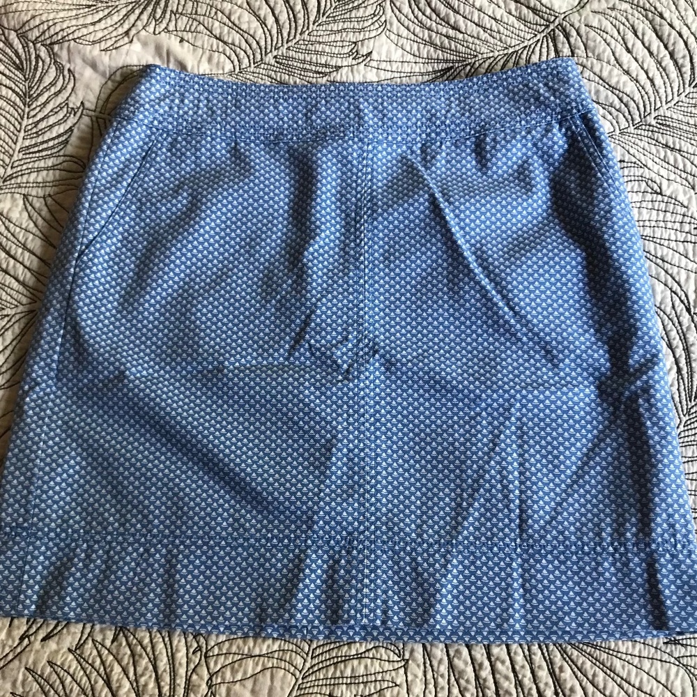 Talbots Pencil Skirt 8 light blue preppy coastal grandma nautical cotton lined